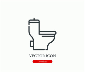 Toilet vector icon.  Editable stroke. Linear style sign for use on web design and mobile apps, logo. Symbol illustration. Pixel vector graphics - Vector