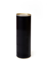 Black round gift box isolated on white background