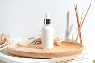 mockup of beauty fashion cosmetic makeup bottle lotion product with skincare healthcare concept on background