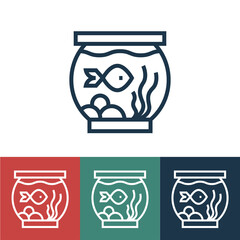 Linear vector icon with fish tank