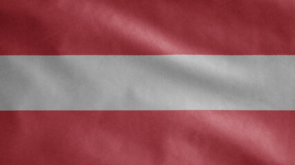 Austrian flag waving in the wind. Close up of Austria banner blowing, soft silk.