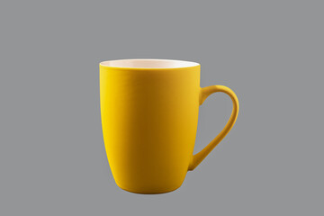 Big Illuminating color mug on Ultimate gray background, front view.