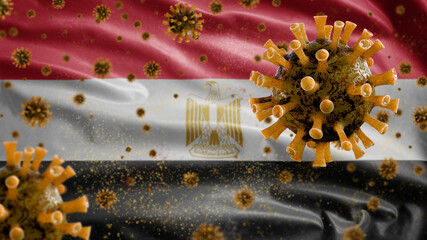 Fototapeta na wymiar 3D, Egyptian flag waving with Coronavirus outbreak. Egypt Covid 19