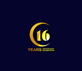 Obraz premium 16 years anniversary celebration logotype with modern gold Mix color Circle logo Design Concept