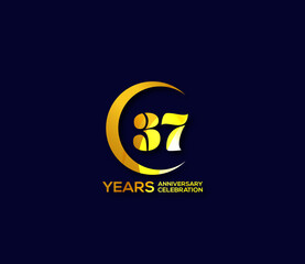 37 years anniversary celebration logotype with modern gold Mix color Circle logo Design Concept