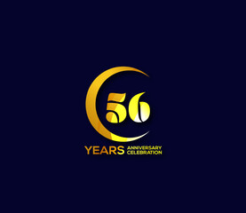 56 years anniversary celebration logotype with modern gold Mix color Circle logo Design Concept