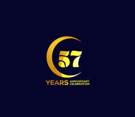 57 years anniversary celebration logotype with modern gold Mix color Circle logo Design Concept