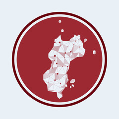 Mustique icon. Trendy tech logo of the island. Geometric mesh round design. Technology, internet, network, telecommunication concept. Vector illustration.