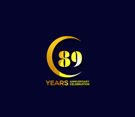 89 years anniversary celebration logotype with modern gold Mix color Circle logo Design Concept