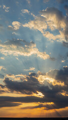 The evening sunset. Majestic Storm Clouds. Tragic gloomy sky.