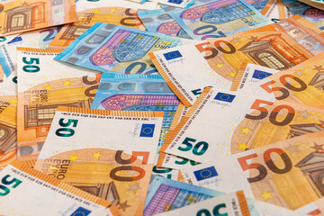 background from euro banknotes, Euro banknote as part of the economic and trading system, Close-up
