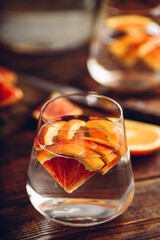 Detox water with blood oranges