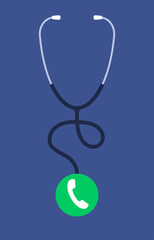 Telemedicine conceptual illustration. Stethoscope with a call icon as the bell.