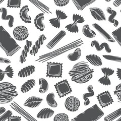 Types Italian pasta seamless pattern