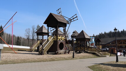 kids playground in european kindergarten