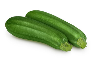 Fresh whole zucchini isolated on white background with clipping path and full depth of field