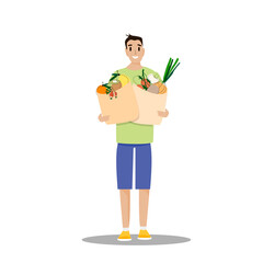 food delivery guy. fresh fruits and vegetables delivery