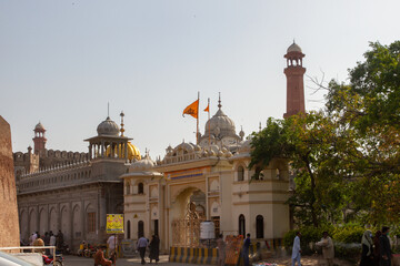 Lahore, Punjab, Pakistan. April 10, 2021,  Sikh Temple.  Gurdwara  Dera Sahib Shaheedi Aathan Sri Guru Arjun Dev Jee. 