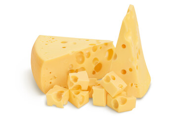 piece of cheese isolated on white background with clipping path and full depth of field