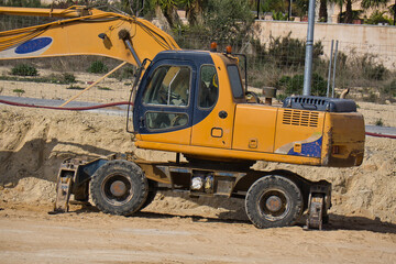 details of excavating machines in a construction of an urbanization