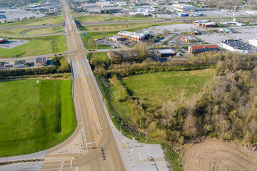 Aerial panorama view of residential quarters at beautiful town urban landscape the Fairview Heights Illinois USA