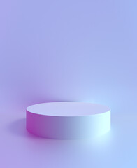 Podium pedestal background, product display round stand in 3D studio room. 3D podium pedestal stand for luxury cosmetic product showcase