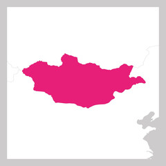 Fototapeta na wymiar Map of Mongolia pink highlighted with neighbor countries