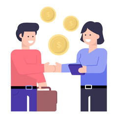 Obraz premium Business negotiation flat vector design, easy to use and editable