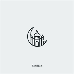 Ramadan icon vector icon.Editable stroke.linear style sign for use web design and mobile apps,logo.Symbol illustration.Pixel vector graphics - Vector