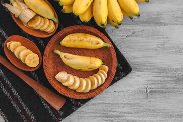 Barlin banana on a coconut wood plate
