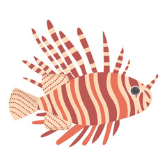 Lion fish in a light beige shade on a white background