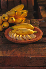 Barlin banana on a coconut wood plate