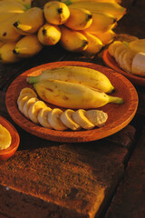 Barlin banana on a coconut wood plate