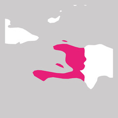 Map of Haiti pink highlighted with neighbor countries