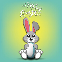 Happy Easter. Easter Rabbit with rugby ball
