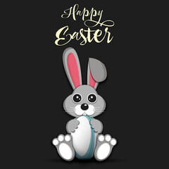 Happy Easter. Easter Rabbit with rugby ball