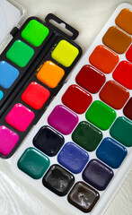 Bright colorful watercolor paints