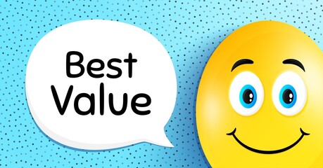 Best value. Easter egg with smile face. Special offer Sale sign. Advertising Discounts symbol. Easter smile character. Best value speech bubble. Yellow egg background. Vector