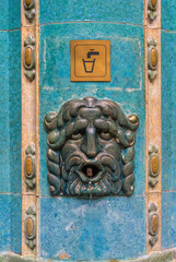 Vintage drinking water fountain in a bath in Budapest