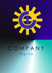 Gear wheels in bright colors vector commercial logo