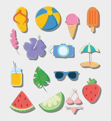 summer icons set