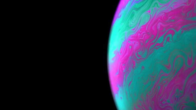 Globe light. Abstract galaxy background with planet earth in universe space with sunlight on dark background. Fantastic structure of colorful bubbles