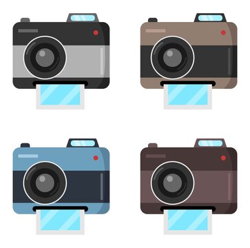 Vector illustration set of a camera that can print photo, perfect for advertisements related to vacations and travel