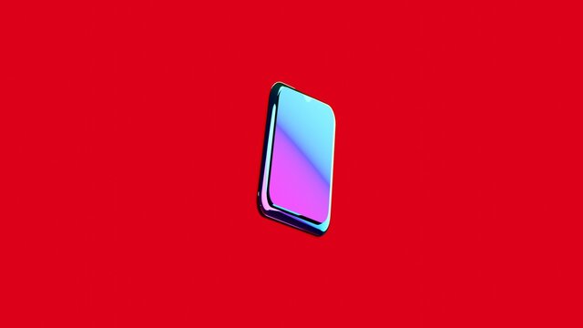 smartphone 3d illustration metallic in red background