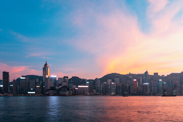 Hong Kong Victoria Harbour view with sunset