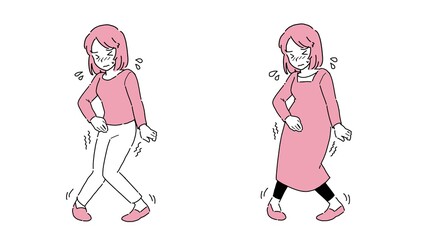 デリケートゾーンの痒みに苦しむ女性のイラスト