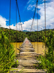 suspension bridge over the river