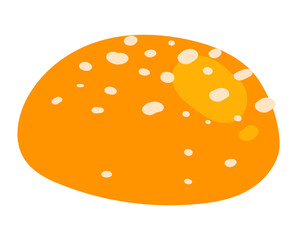 Loaf white bread, fresh baked goods, fried crispy crust, good bakery design cartoon style vector illustration, isolated on white.