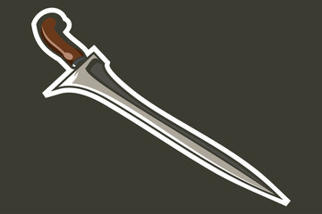 Traditional Javanese Dagger Kris or keris vector illustration. simple weapon icon.