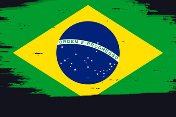 Obraz premium Flag of Brazil, banner with grunge brush